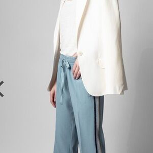 Zadig & Voltaire Pomy pants with shimmer stripe blue sz 36 track pant - sz 6